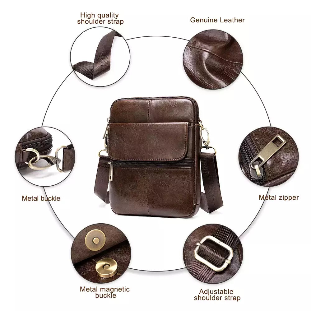 Luufan-bolsa de ombro de couro genuíno masculina, pequenos sacos mensageiro, mini bolsa tiracolo de viagem masculina, nova moda, 2020