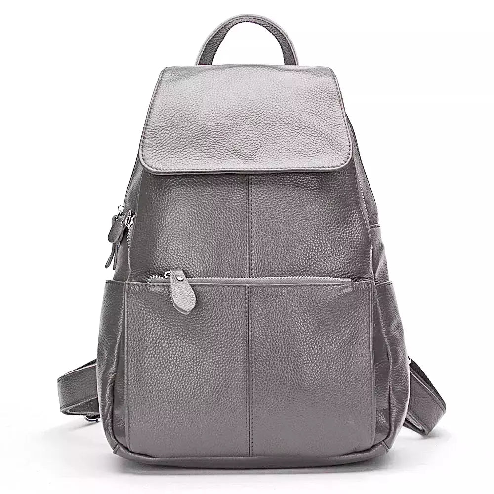 Mochila Zency-Anti-Roubo de Couro Feminina, Mochila de Grande Capacidade, Bolsa Designer de Viagem, Couro Branco, Qualidade, Elegante, A ++
