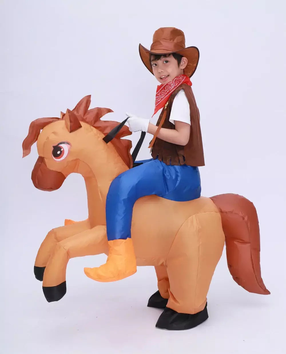 Crianças criança inflável cavalo traje meninas meninos rei cowboy passeio cavalo engraçado halloween purim festa inflado vestuário disfraces