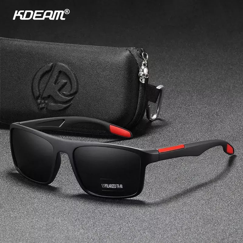 Óculos de sol ultra leves Kdeam retangulares para homens e mulheres, TAC polarizado, lente espessura, óculos de sol para condução, esportes, Cat.3, TR90, 1.1mm