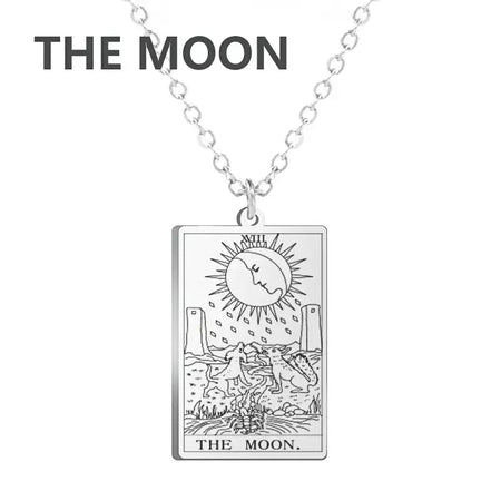 Dawapara cartas de tarô colar feminino colar de aço inoxidável riqueza amuleto clássico tarô grandes arcanos adivinhação charme jóias
