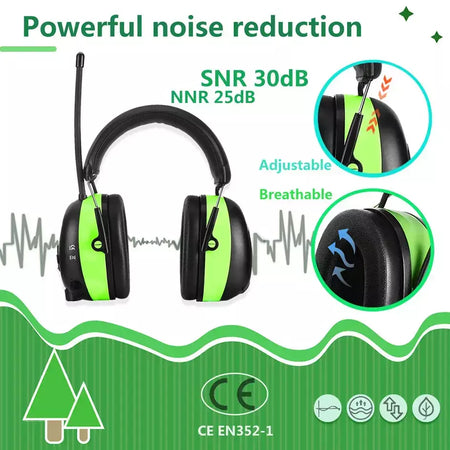 Proteção auditiva fones de ouvido bluetooth protetores de ouvido eletrônicos rádio am/fm 5.0 para corte segurança protetores de ouvido 2000mah bateria de lítio