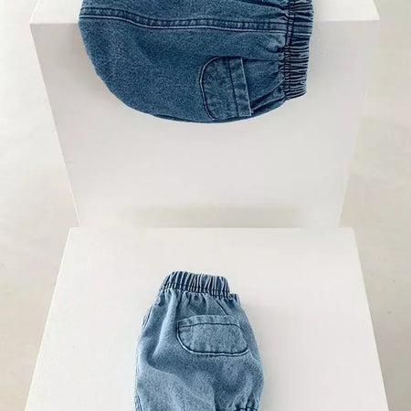 Adorável bebê meninos shorts verão casual denim calças curtas para a criança meninas bolsos design roupas crianças calças jeans 0-24m
