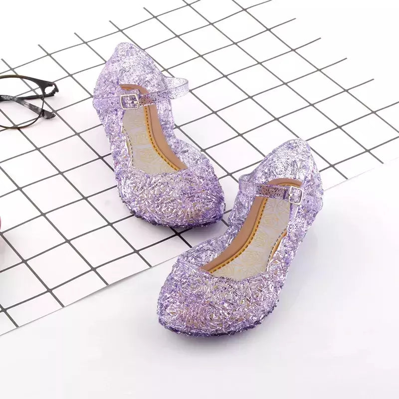 Sandálias de cristal princesa geléia sapatos de salto alto meninas princesa sapatos crianças cosplay festa sapatos de dança