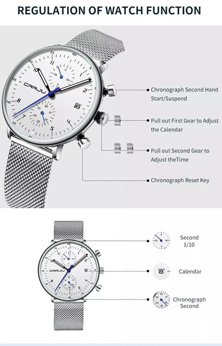Crrju relógio masculino topo de luxo marca aço inoxidável relógio de pulso militar à prova dwaterproof água data quartzo relógios relogio masculino