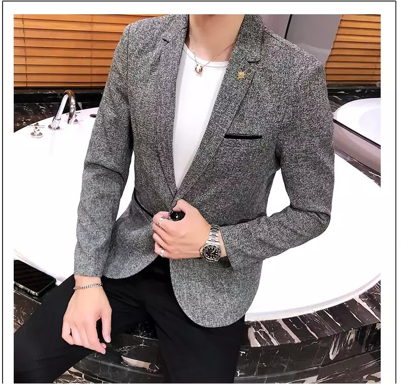 Terno casual blazer masculino, jaqueta formal, design popular, vestido, casacos de negócios, plus size, S-4XL, 2023