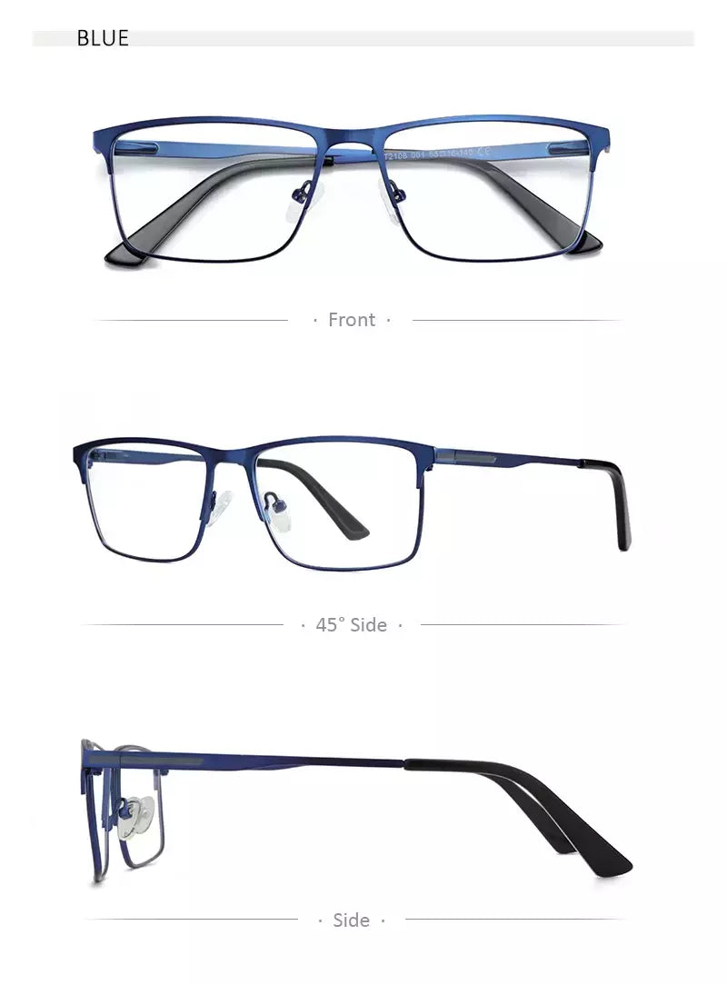 ZENOTTIC 2024 Liga dos homens Titanium Ótico Eyeglass Frame Moda Homens Quadrados Óculos Ultra Light Metal Clássico Sobre o balcão Óculos BT2108