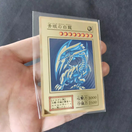Yugioh cartões de metal dourado yu-gi-oh liga coleção cartão olhos azuis escuro magial obelisco slifer ra crianças presente de aniversário de natal