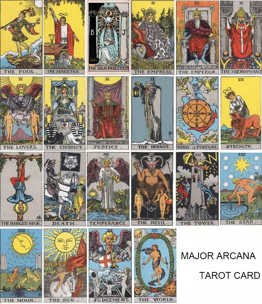 Dawapara cartas de tarô colar feminino colar de aço inoxidável riqueza amuleto clássico tarô grandes arcanos adivinhação charme jóias