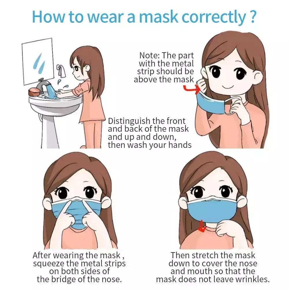Entrega rápida mascarillas máscara descartável não tecido meltblown pano 3 camadas máscara de filtro boca máscara facial máscara respirável