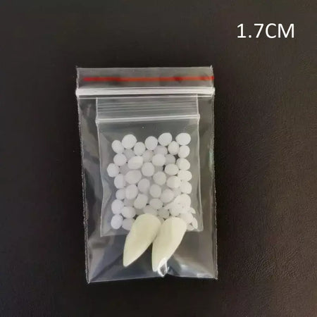 1 par de dentes de vampiro, presas, adereços para dentaduras, fantasia de halloween, dentes falsos, cola sólida, adesivo para dentadura, decoração de festa de halloween