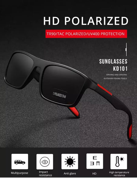 Óculos de sol ultra leves Kdeam retangulares para homens e mulheres, TAC polarizado, lente espessura, óculos de sol para condução, esportes, Cat.3, TR90, 1.1mm
