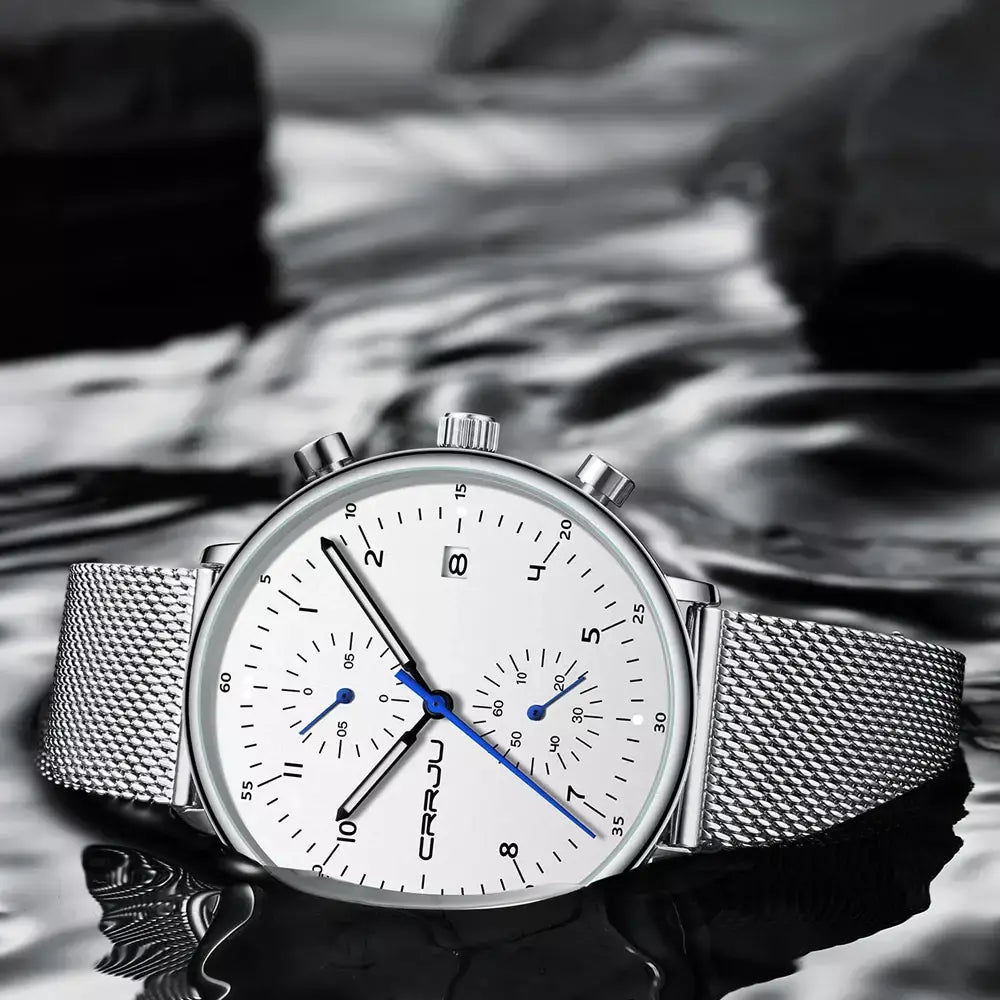 Crrju relógio masculino topo de luxo marca aço inoxidável relógio de pulso militar à prova dwaterproof água data quartzo relógios relogio masculino
