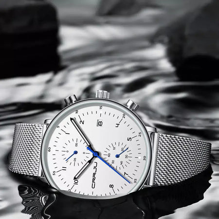 Crrju relógio masculino topo de luxo marca aço inoxidável relógio de pulso militar à prova dwaterproof água data quartzo relógios relogio masculino