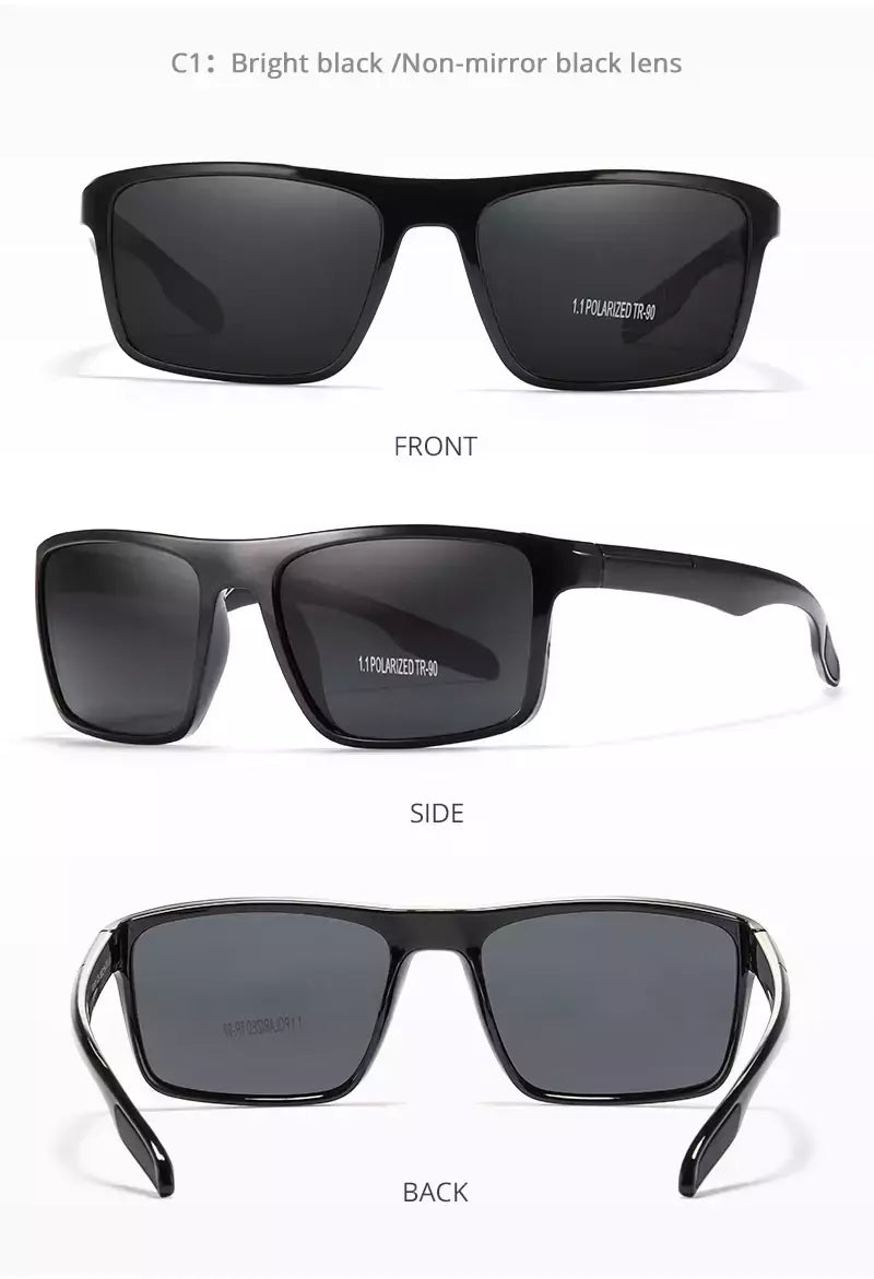 Óculos de sol ultra leves Kdeam retangulares para homens e mulheres, TAC polarizado, lente espessura, óculos de sol para condução, esportes, Cat.3, TR90, 1.1mm