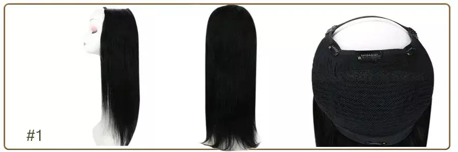 Brilho completo u parte peruca de cabelo humano máquina de cor sólida remy cabelo humano meia peruca clipe em uma peça invisível u forma perucas em linha reta
