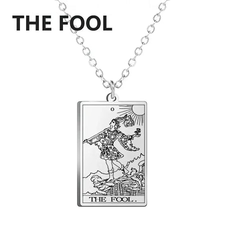 Dawapara cartas de tarô colar feminino colar de aço inoxidável riqueza amuleto clássico tarô grandes arcanos adivinhação charme jóias