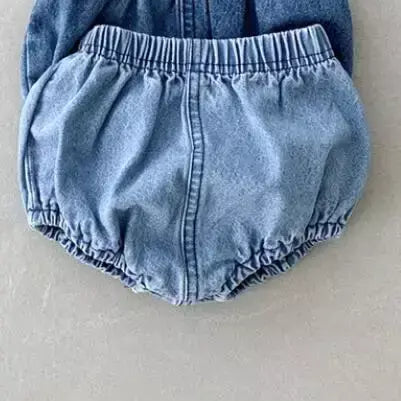 Adorável bebê meninos shorts verão casual denim calças curtas para a criança meninas bolsos design roupas crianças calças jeans 0-24m