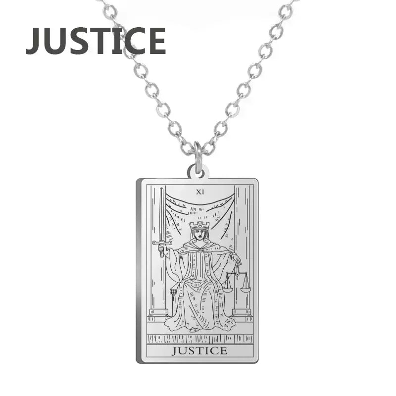 Dawapara cartas de tarô colar feminino colar de aço inoxidável riqueza amuleto clássico tarô grandes arcanos adivinhação charme jóias