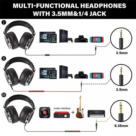 Oneodio com fio profissional estúdio pro 50 dj fones de ouvido com microfone sobre a orelha monitor alta fidelidade música fone para telefone pc