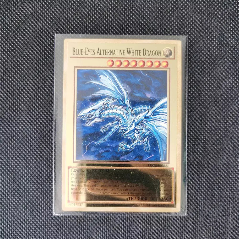 Yugioh cartões de metal dourado yu-gi-oh liga coleção cartão olhos azuis escuro magial obelisco slifer ra crianças presente de aniversário de natal
