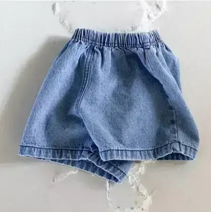 Adorável bebê meninos shorts verão casual denim calças curtas para a criança meninas bolsos design roupas crianças calças jeans 0-24m