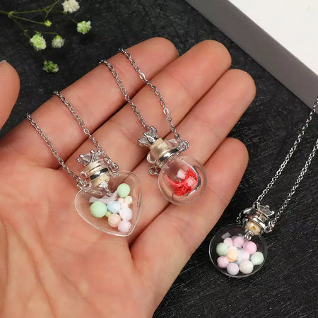 Colar pingente frasco esmalte opcável, gota d' água coração corrente de aço lembrança joias presente perfume mini garrafas colar de jóias