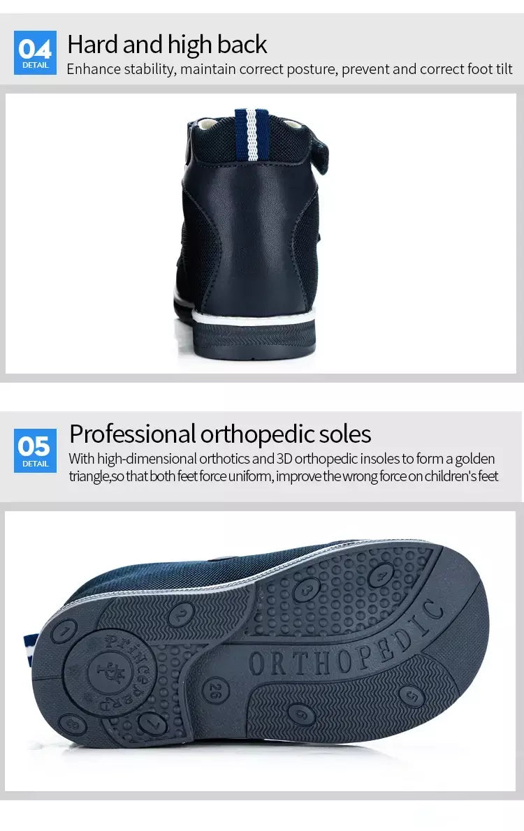 Princepard primavera verão crianças sandálias ortopédicas novo dedo do pé fechado couro arco apoio correção sapatos da criança meninas meninos