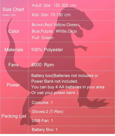 T-Rex-Dinosaur Costume Inflável para Crianças e Adultos, Tyrannosaurus, Role-Playing, Fantasia, Dia das Bruxas, Mascote, Party Apparel