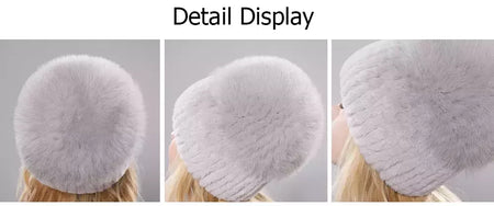 Real Genuine Fox Fur Gorros Chapéu para Mulheres, Pele de Coelho Rex Natural Boné de Caveira, Chapéus de malha para meninas, inverno, estilo russo, novo