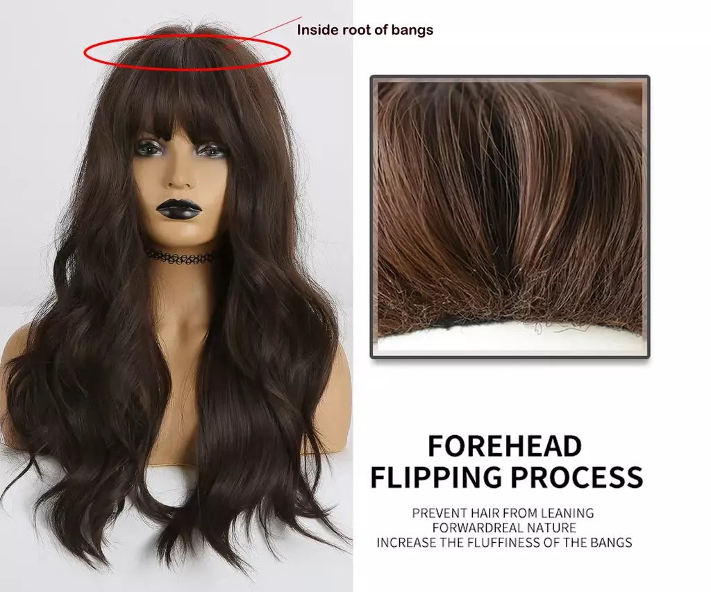 Louis ferre longo ombre loira perucas sintéticas com franja para mulheres onda natural penteado fibra resistente ao calor cosplay perucas marrons