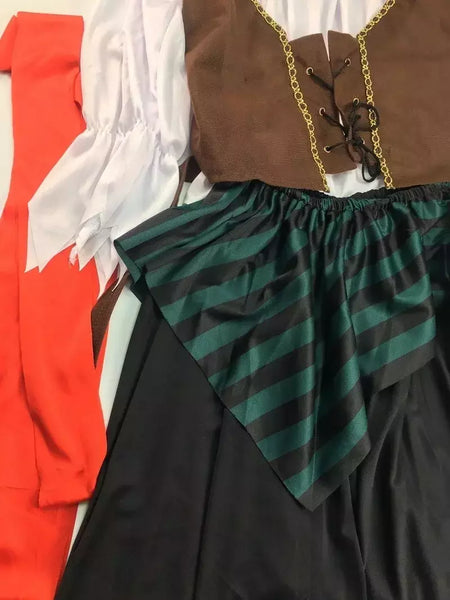 Trajes de pirata para mulheres homens adultos halloween masculino capitão jack sparrow traje piratas do caribe cosplay conjunto de roupas