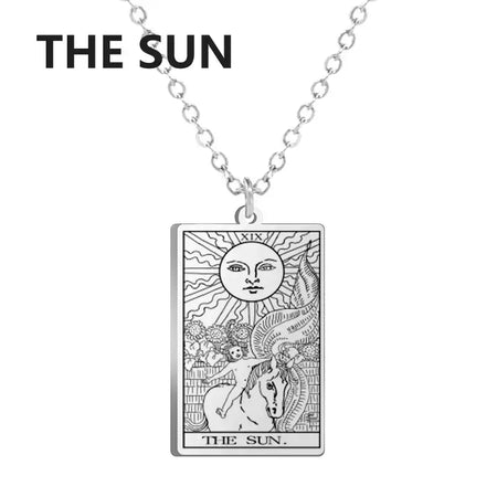 Dawapara cartas de tarô colar feminino colar de aço inoxidável riqueza amuleto clássico tarô grandes arcanos adivinhação charme jóias