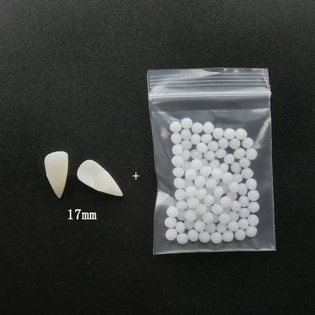 1 par de dentes de vampiro para halloween, presas para dentaduras, adereços para festa, fantasia diy, adereços para cosplay, dentes falsos, presas de resina com cola sólida