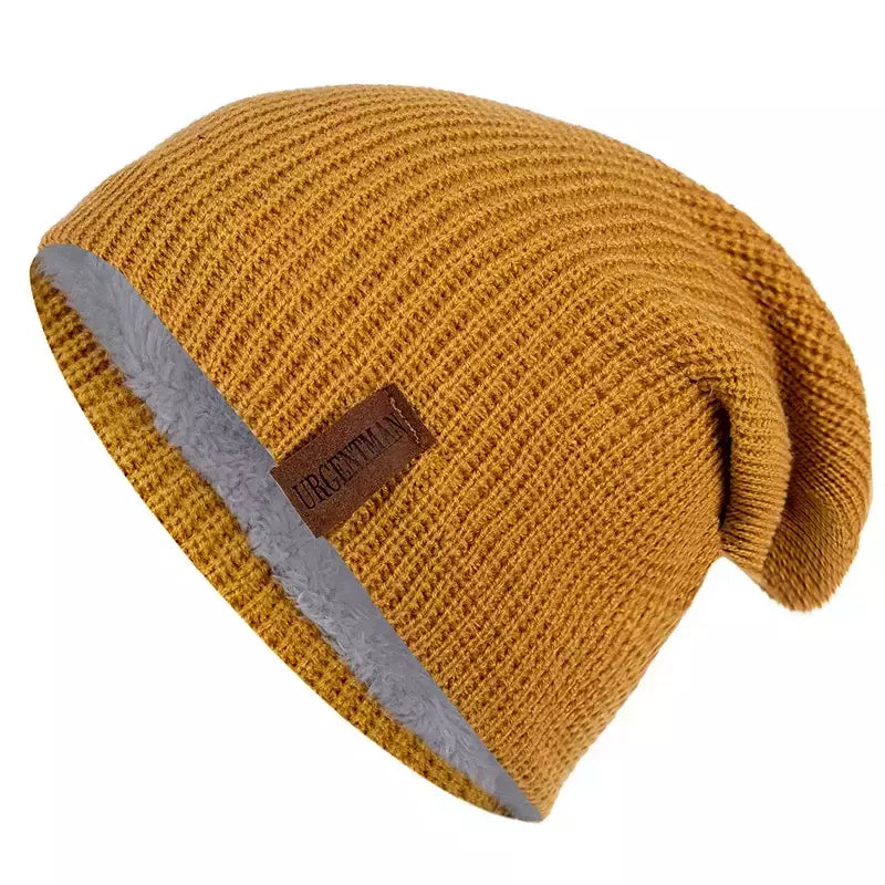 Chapéu clássico de inverno tricotado URGENTMAN Label Casual boné para mulheres homens manter quente adicionar forro de pele chapéu de inverno fashion sólido gorro chapéu 16 cores boné de esqui