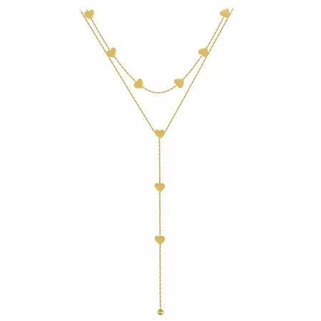 Dieyuro 316l aço inoxidável amor coração borla longo colar 2 camadas bela corrente de clavícula requintado lindo casamento feminino