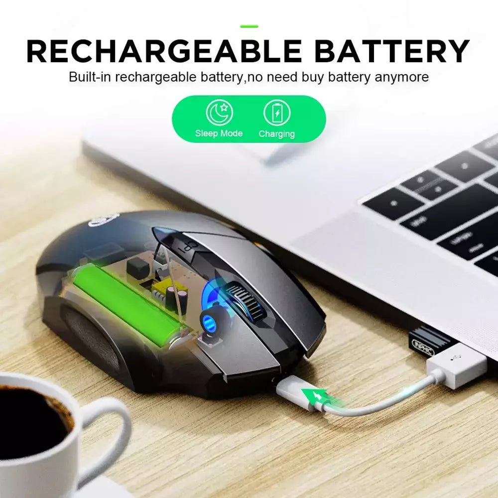 INPHIC-PM6 Mouse Recarregável Sem Fio, Compatível com Bluetooth, Office Mute, Suporte PC, Laptop, Tablet, Smartphone, Universal, 2.4G