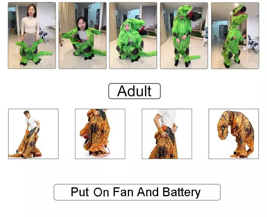 T-Rex-Dinosaur Costume Inflável para Crianças e Adultos, Tyrannosaurus, Role-Playing, Fantasia, Dia das Bruxas, Mascote, Party Apparel