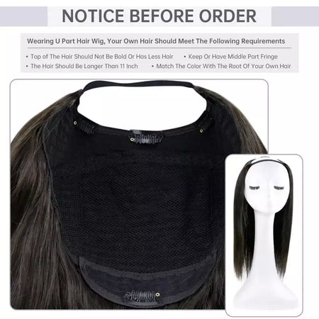 Brilho completo u parte peruca de cabelo humano máquina de cor sólida remy cabelo humano meia peruca clipe em uma peça invisível u forma perucas em linha reta
