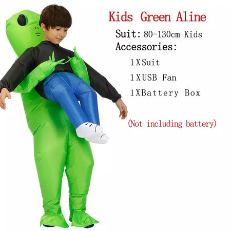Et alienígena inflável terno alienígena monstro inflável traje assustador verde alienígena cosplay traje para adulto festa festival palco