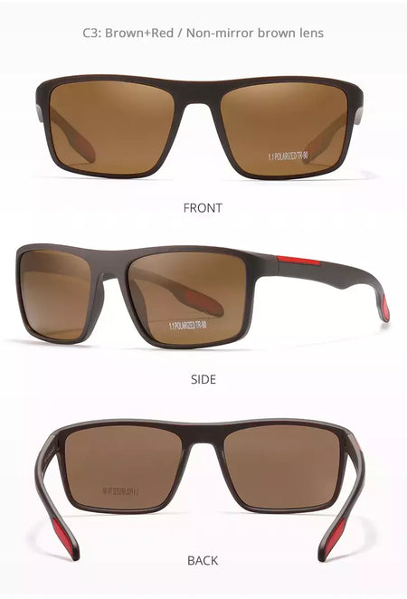 Óculos de sol ultra leves Kdeam retangulares para homens e mulheres, TAC polarizado, lente espessura, óculos de sol para condução, esportes, Cat.3, TR90, 1.1mm