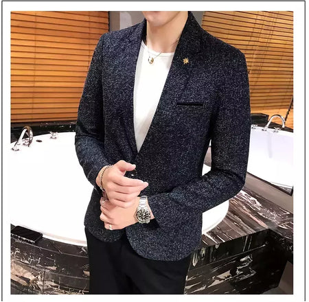 Terno casual blazer masculino, jaqueta formal, design popular, vestido, casacos de negócios, plus size, S-4XL, 2023