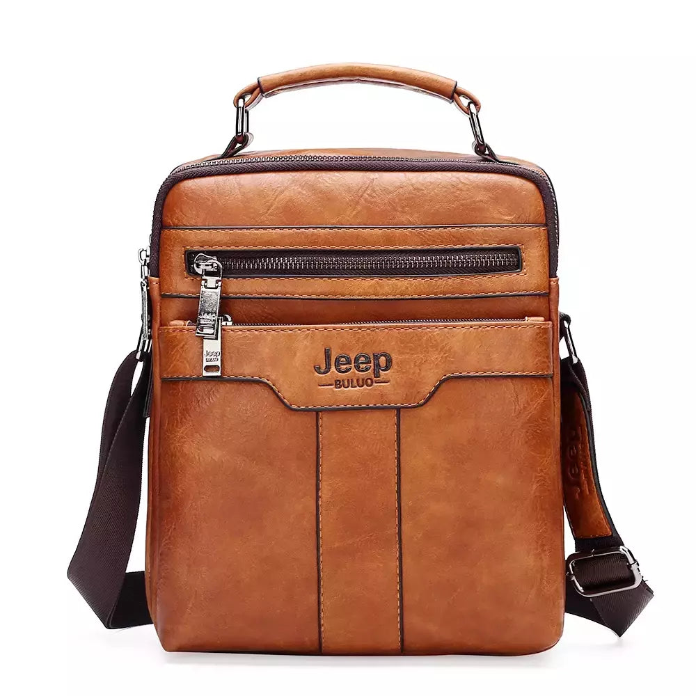 JEEP BULUO-Bolsas de Ombro Crossbody para Homens, Bolsa De Couro Dividido, Bolsa De Mensageiro De Negócios, Bolsa De Alta Qualidade, Moda Quente