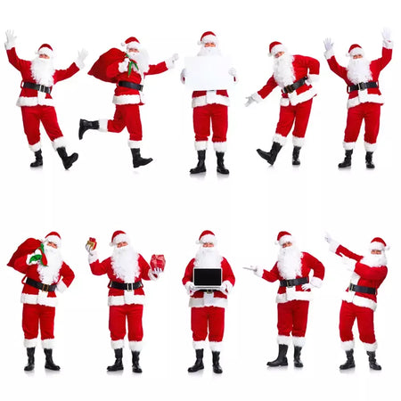 Natal papai noel traje barba lotes homem cosplay roupas de papai noel fantasia vestido no natal masculino traje terno para adultos