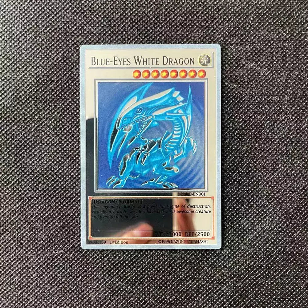 Yugioh cartões de metal dourado yu-gi-oh liga coleção cartão olhos azuis escuro magial obelisco slifer ra crianças presente de aniversário de natal
