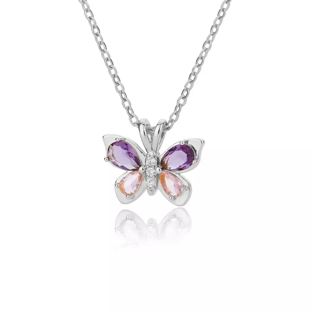 Zircão borboleta pingente colar para mulheres cor de ouro colares de aço inoxidável casal jóias estéticas freeshipping itens bff