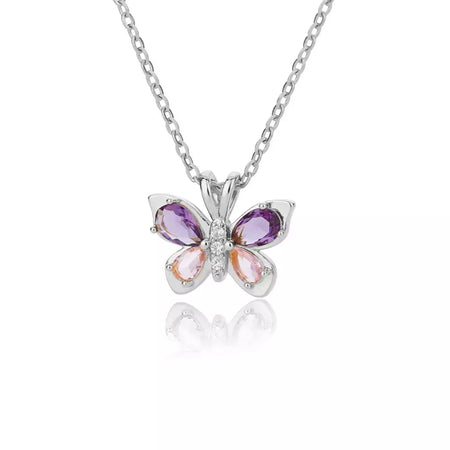 Zircão borboleta pingente colar para mulheres cor de ouro colares de aço inoxidável casal jóias estéticas freeshipping itens bff