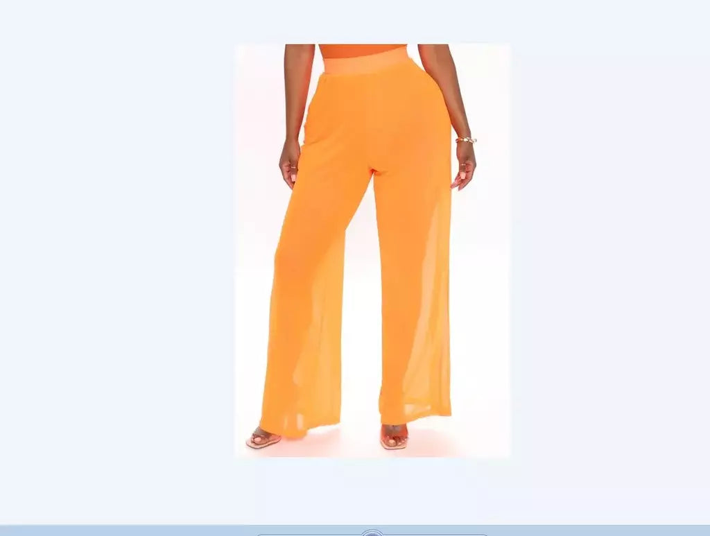 Mulheres Ver Através Boho Perna Larga Calças de Cintura Alta, Praia Longa Solta Malha Calças Pura, Bikini Bottom Cover-Up Beachwear