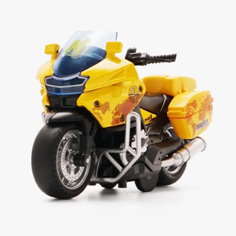 1/14 modelo de carro liga puxar para trás motocicleta locomotiva masculina carro de polícia com luz e veículos de simulação de música brinquedos infantis