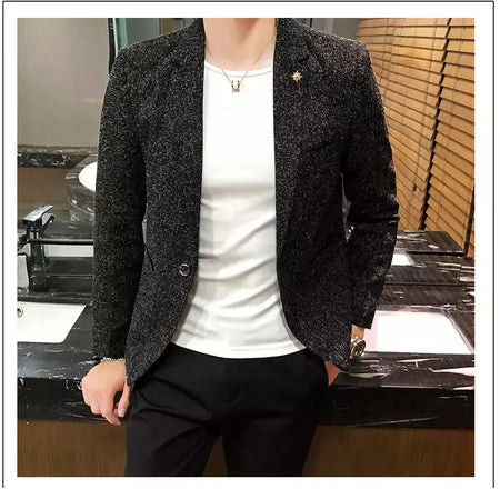 Terno casual blazer masculino, jaqueta formal, design popular, vestido, casacos de negócios, plus size, S-4XL, 2023